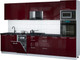 Миниатюра изображения товара Кухонный гарнитур Интерлиния Мила Gloss 3.25-ПМ3 (бордовый глянец/бордовый глянец/кастилло темный)