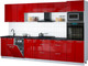 Миниатюра изображения товара Кухонный гарнитур Интерлиния Мила Gloss 3.3-ПМ3 (красный глянец/красный глянец/кастилло темный)