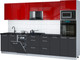 Миниатюра изображения товара Кухонный гарнитур Интерлиния Мила Gloss 3.25-ПМ3 (пепел/красный глянец/кастилло темный)