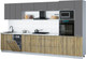 Миниатюра изображения товара Кухонный гарнитур Интерлиния Мила Gloss 3.6-ПМ3 (дуб вотан/серый/белый гранит)