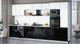 Миниатюра изображения товара Кухонный гарнитур Интерлиния Мила Gloss 3.7-ПМ3 (черный глянец/белый/белый гранит)