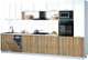 Миниатюра изображения товара Кухонный гарнитур Интерлиния Мила Gloss 3.7-ПМ3 (дуб вотан/белый глянец/травертин серый)
