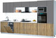 Миниатюра изображения товара Кухонный гарнитур Интерлиния Мила Gloss 3.7-ПМ3 (дуб вотан/серый/белый гранит)