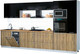 Миниатюра изображения товара Кухонный гарнитур Интерлиния Мила Gloss 3.7-ПМ3 (дуб вотан/черный глянец/дуб бунратти)