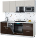 Миниатюра изображения товара Кухонный гарнитур Интерлиния Мила Gloss 2.15-ПМ4 (шоколад глянец/кашемир/серый каспий)