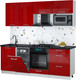 Миниатюра изображения товара Кухонный гарнитур Интерлиния Мила Gloss 2.15-ПМ4 (красный глянец/красный глянец/кастилло темный)