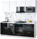 Миниатюра изображения товара Кухонный гарнитур Интерлиния Мила Gloss 2.15-ПМ4 (черный глянец/белый/белый гранит)