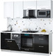 Миниатюра изображения товара Кухонный гарнитур Интерлиния Мила Gloss 2.15-ПМ4 (черный глянец/белый глянец/белый гранит)