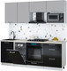 Миниатюра изображения товара Кухонный гарнитур Интерлиния Мила Gloss 2.15-ПМ4 (черный глянец/грей/бискайская сосна)