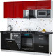 Миниатюра изображения товара Кухонный гарнитур Интерлиния Мила Gloss 2.15-ПМ4 (черный глянец/красный глянец/кастилло темный)