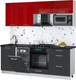 Миниатюра изображения товара Кухонный гарнитур Интерлиния Мила Gloss 2.15-ПМ4 (пепел/красный глянец/кастилло темный)