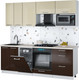 Миниатюра изображения товара Кухонный гарнитур Интерлиния Мила Gloss 2.25-ПМ4 (шоколад глянец/ваниль глянец/травертин серый)