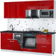 Миниатюра изображения товара Кухонный гарнитур Интерлиния Мила Gloss 2.25-ПМ4 (красный глянец/красный глянец/кастилло темный)