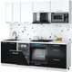 Миниатюра изображения товара Кухонный гарнитур Интерлиния Мила Gloss 2.25-ПМ4 (черный глянец/белый/белый гранит)