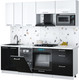 Миниатюра изображения товара Кухонный гарнитур Интерлиния Мила Gloss 2.25-ПМ4 (черный глянец/белый глянец/белый гранит)