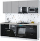 Миниатюра изображения товара Кухонный гарнитур Интерлиния Мила Gloss 2.25-ПМ4 (черный глянец/грей/бискайская сосна)