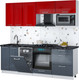 Миниатюра изображения товара Кухонный гарнитур Интерлиния Мила Gloss 2.25-ПМ4 (асфальт глянец/красный глянец/кастилло темный)
