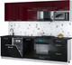Миниатюра изображения товара Кухонный гарнитур Интерлиния Мила Gloss 2.6-ПМ4 (черный глянец/бордовый глянец/кастилло темный)