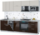 Миниатюра изображения товара Кухонный гарнитур Интерлиния Мила Gloss 2.7-ПМ4 (шоколад глянец/кашемир/серый каспий)