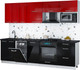 Миниатюра изображения товара Кухонный гарнитур Интерлиния Мила Gloss 2.7-ПМ4 (черный глянец/красный глянец/кастилло темный)