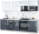 Миниатюра изображения товара Кухонный гарнитур Интерлиния Мила Gloss 2.7-ПМ4 (асфальт глянец/белый глянец/белый гранит)