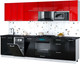 Миниатюра изображения товара Кухонный гарнитур Интерлиния Мила Gloss 3.0-ПМ4 (черный глянец/красный глянец/кастилло темный)