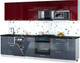 Миниатюра изображения товара Кухонный гарнитур Интерлиния Мила Gloss 3.0-ПМ4 (асфальт глянец/бордовый глянец/кастилло темный)