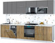 Миниатюра изображения товара Кухонный гарнитур Интерлиния Мила Gloss 3.0-ПМ4 (дуб вотан/серый/белый гранит)