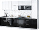 Миниатюра изображения товара Кухонный гарнитур Интерлиния Мила Gloss 3.1-ПМ4 (черный глянец/белый глянец/белый гранит)