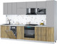 Миниатюра изображения товара Кухонный гарнитур Интерлиния Мила Gloss 3.1-ПМ4 (дуб вотан/грей/серый каспий)