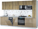 Миниатюра изображения товара Кухонный гарнитур Интерлиния Мила Gloss 3.2-ПМ4 (капучино глянец/дуб вотан/серый каспий)