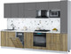 Миниатюра изображения товара Кухонный гарнитур Интерлиния Мила Gloss 3.2-ПМ4 (дуб вотан/серый/белый гранит)