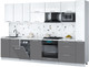 Миниатюра изображения товара Кухонный гарнитур Интерлиния Мила Gloss 3.2-ПМ4 (серый/белый глянец/белый гранит)