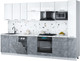 Миниатюра изображения товара Кухонный гарнитур Интерлиния Мила Gloss 3.2-ПМ4 (керамика/белый глянец/белый гранит)