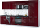 Миниатюра изображения товара Кухонный гарнитур Интерлиния Мила Gloss 3.5-ПМ4 (бордовый глянец/бордовый глянец/кастилло темный)