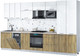 Миниатюра изображения товара Кухонный гарнитур Интерлиния Мила Gloss 3.5-ПМ4 (дуб вотан/белый глянец/травертин серый)