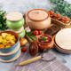 Миниатюра изображения товара Набор горшочков для запекания Elan Gallery TerraCotta с ухватом / 570192 (3шт, бежевый)
