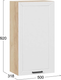 Миниатюра изображения товара Шкаф навесной для кухни ТриЯ Лорас 1ВВ5 с одной дверью (дуб крафт золотой/холст белый)