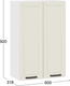 Миниатюра изображения товара Шкаф навесной для кухни ТриЯ Лорас 1ВВ6 с двумя дверями (белый/холст брюле)