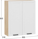 Миниатюра изображения товара Шкаф навесной для кухни ТриЯ Лорас 1ВВ8 с двумя дверями (дуб крафт золотой/холст белый)