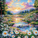 Миниатюра изображения товара Набор алмазной вышивки Феникс+ Ромашки у реки / 70801