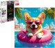 Миниатюра изображения товара Набор алмазной вышивки Феникс+ Корги в отпуске / 70830