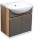 Миниатюра изображения товара Тумба с умывальником Runo Лада 60 + Уют 60 (подвесная, дуб/графит)