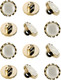 Миниатюра изображения товара Набор пуговиц Sentex PN-2-11.5 (12шт, белый/золото)
