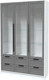 Миниатюра изображения товара Шкаф с витриной Интерлиния Концепт Тренд КТ-ШВ3 (белый платинум/дуб серый)