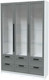 Миниатюра изображения товара Шкаф с витриной Интерлиния Концепт Тренд КТ-ШВ3 (белый платинум/серый)