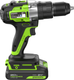 Миниатюра изображения товара Аккумуляторная дрель-шуруповерт Greenworks GD24DD60 бесщеточная 24V / 3704107CUA (с АКБ 2Ач и ЗУ)