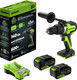 Миниатюра изображения товара Аккумуляторная дрель-шуруповерт Greenworks GD24DD140 бесщеточная 24V / 3707607CUD (с 2-мя АКБ 4Ач и ЗУ)