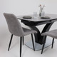 Миниатюра изображения товара Обеденный стол Аврора Нотр Дам Moderne 140-180x850 (камень серый Greys Grey/черный матовый)
