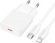 Миниатюра изображения товара Зарядное устройство сетевое Hoco N72 + кабель Lightning-Type-C (белый)